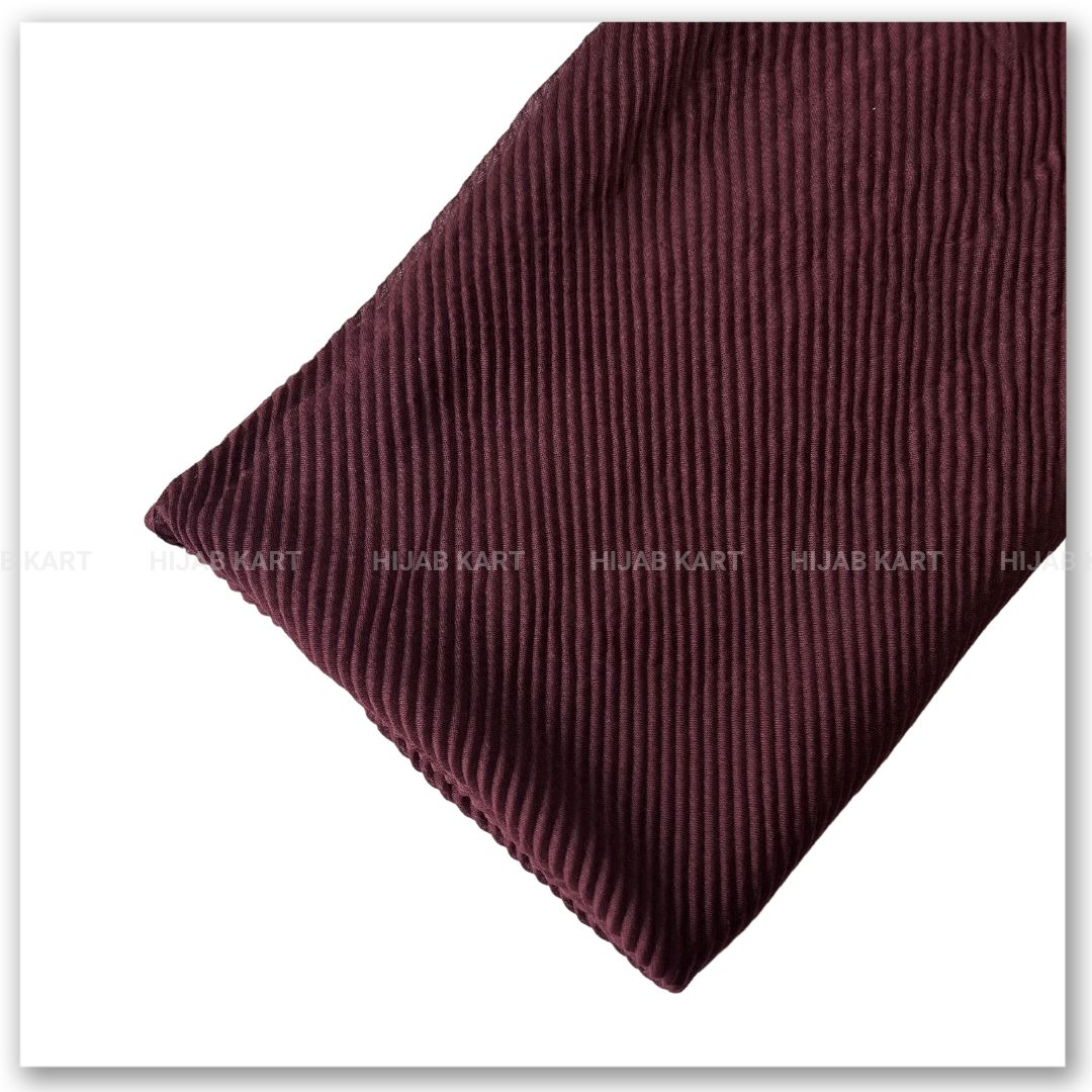 Cotton Pleated Hijab - Dark Maroon Color