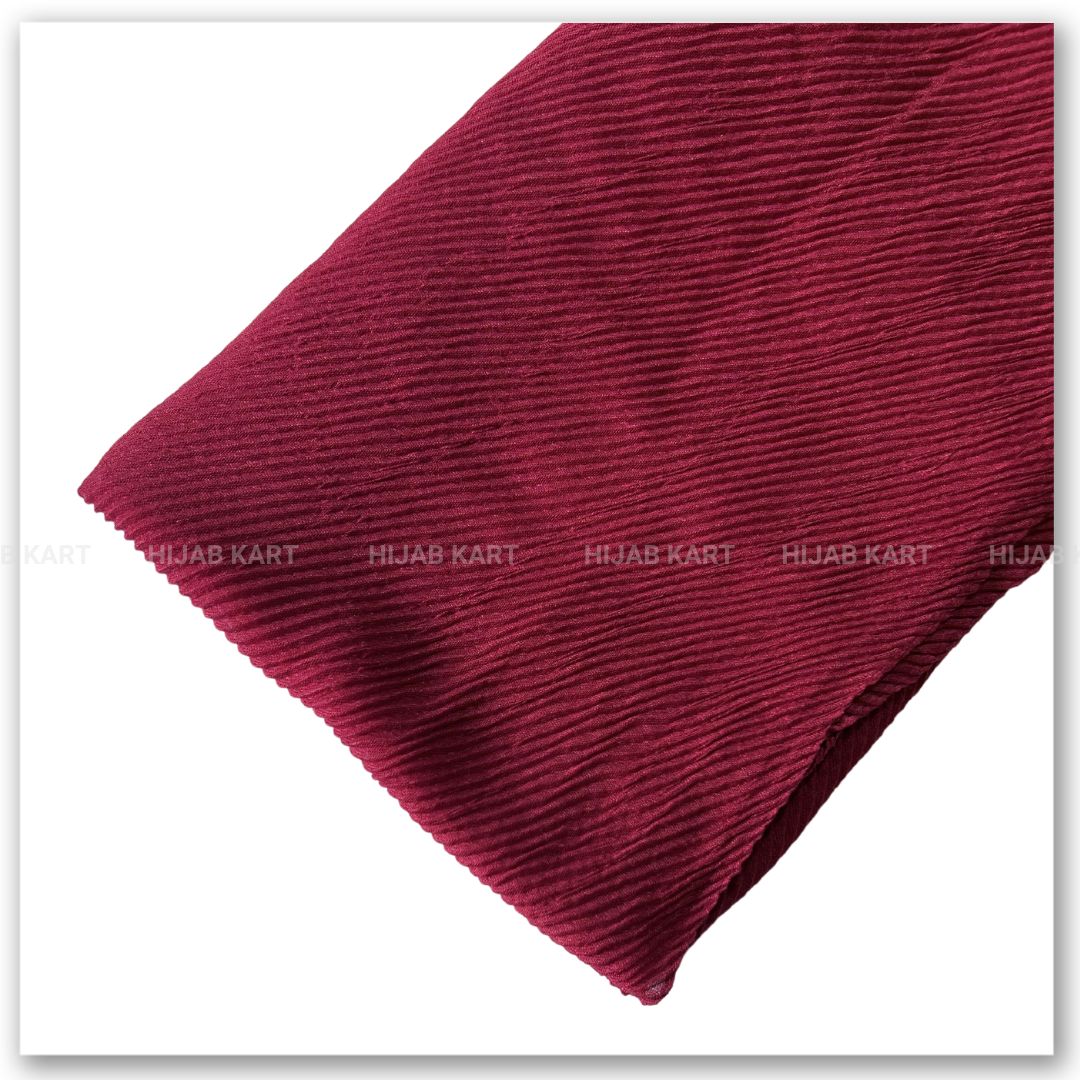 Cotton Pleated Hijab - Red Color