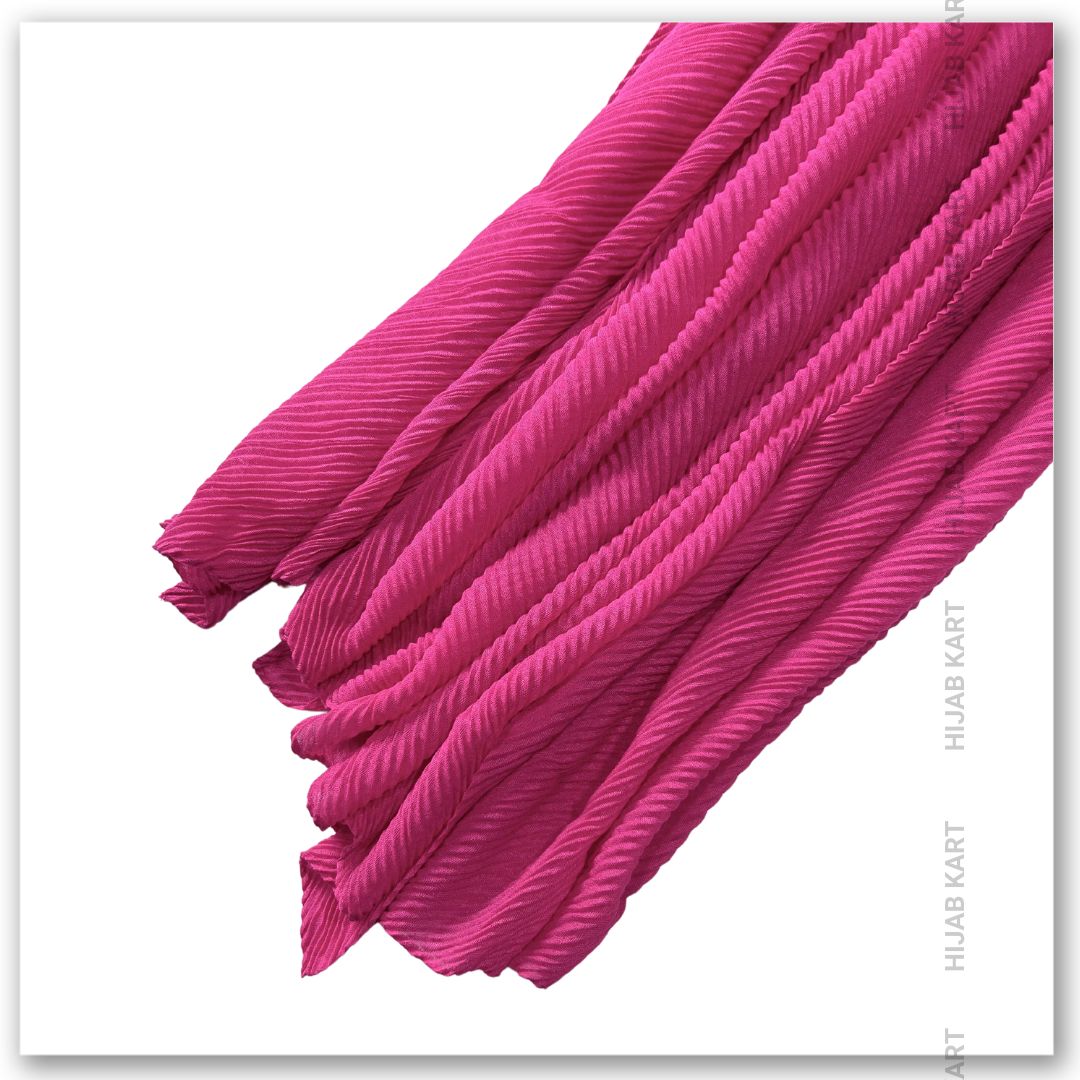 Cotton Pleated Hijab - Fuchsia Pink Color