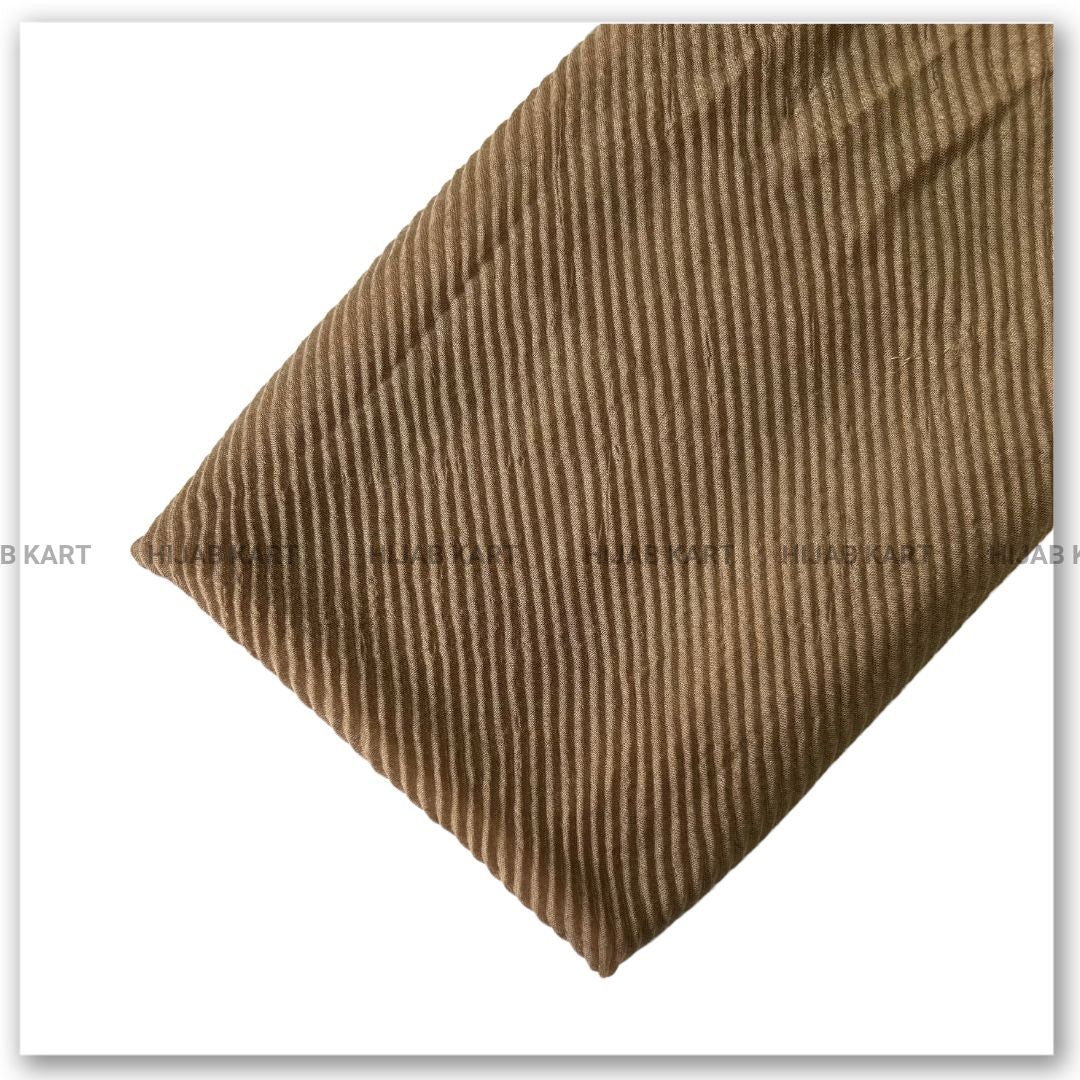 Cotton Pleated Hijab - Coffee Brown Color