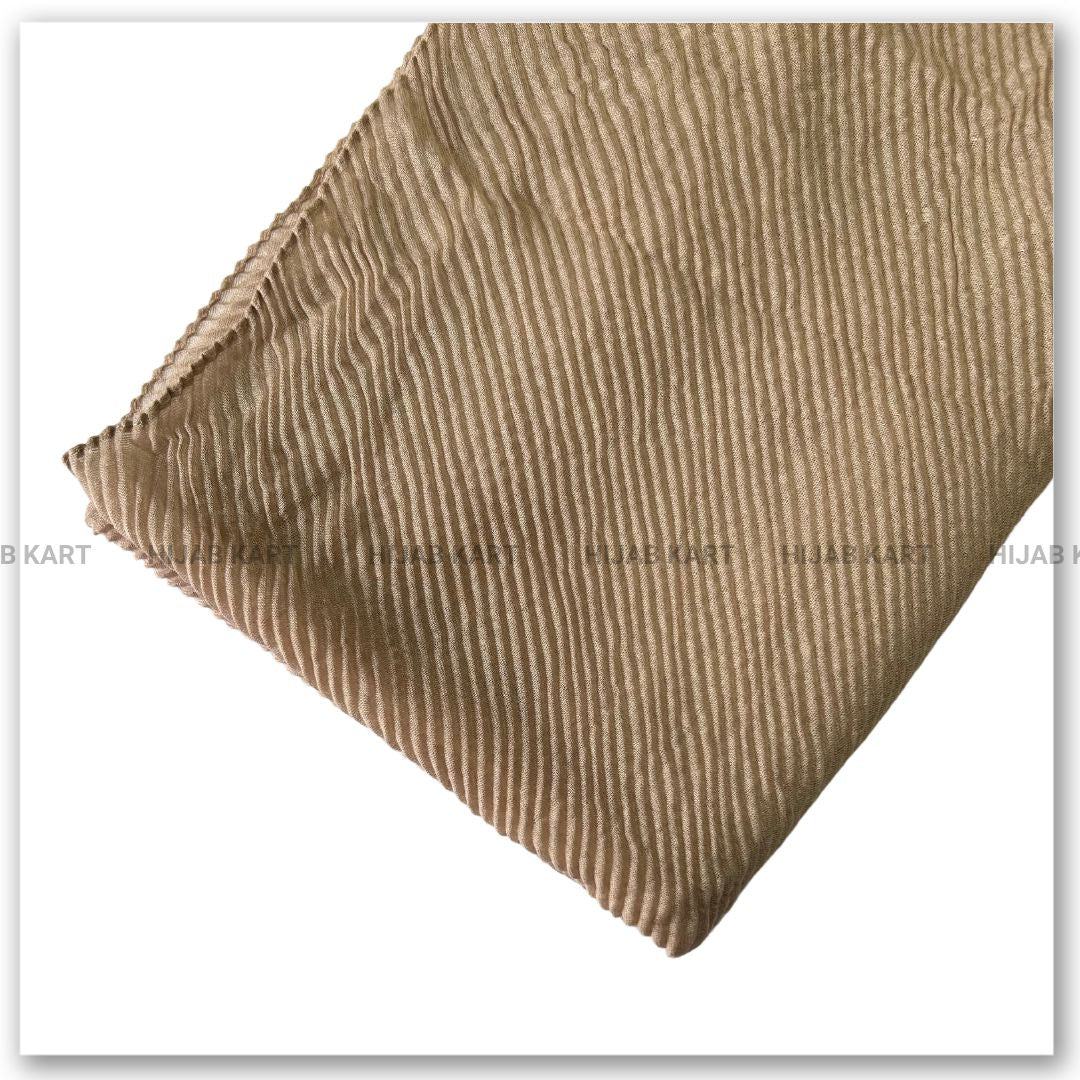 Cotton Pleated Hijab - Light Coffee Color