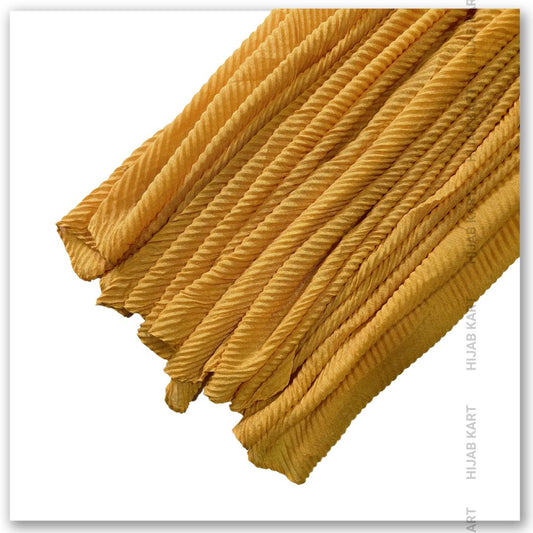Cotton Pleated Hijab - Mustard Color