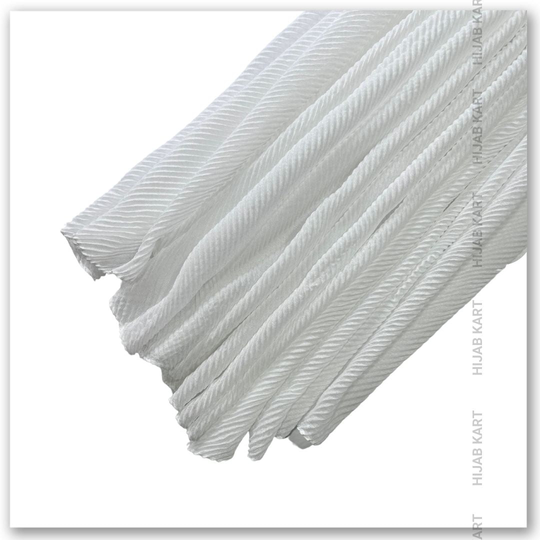 Cotton Pleated Hijab - Snow White Color