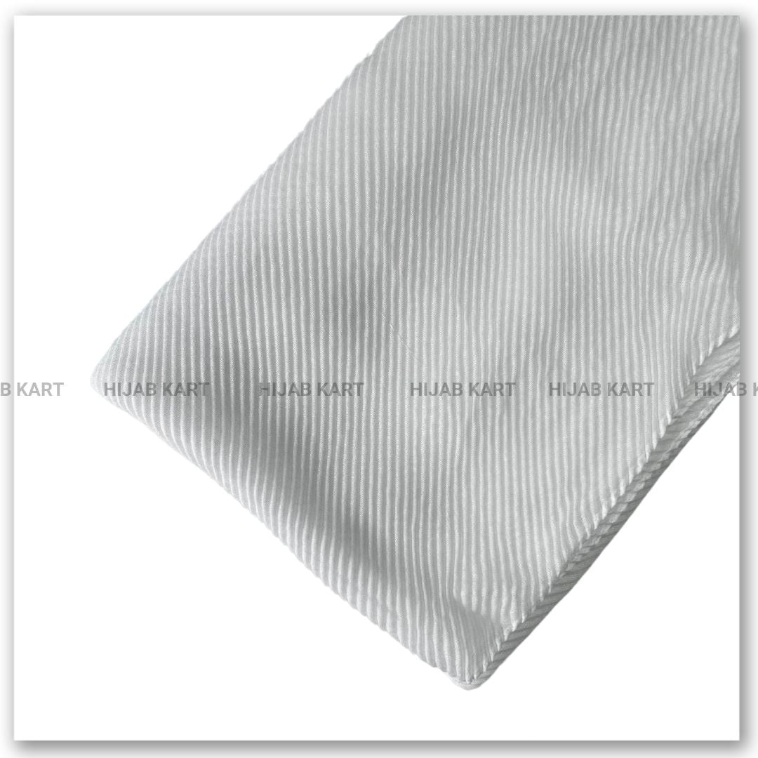 Cotton Pleated Hijab - Snow White Color