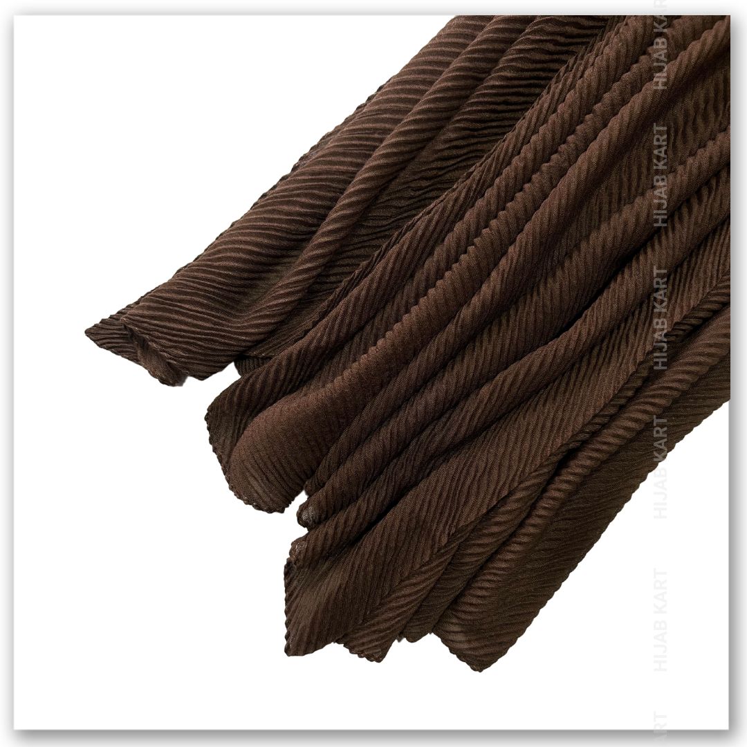 Cotton Pleated Hijab - Chocolate Brown Color