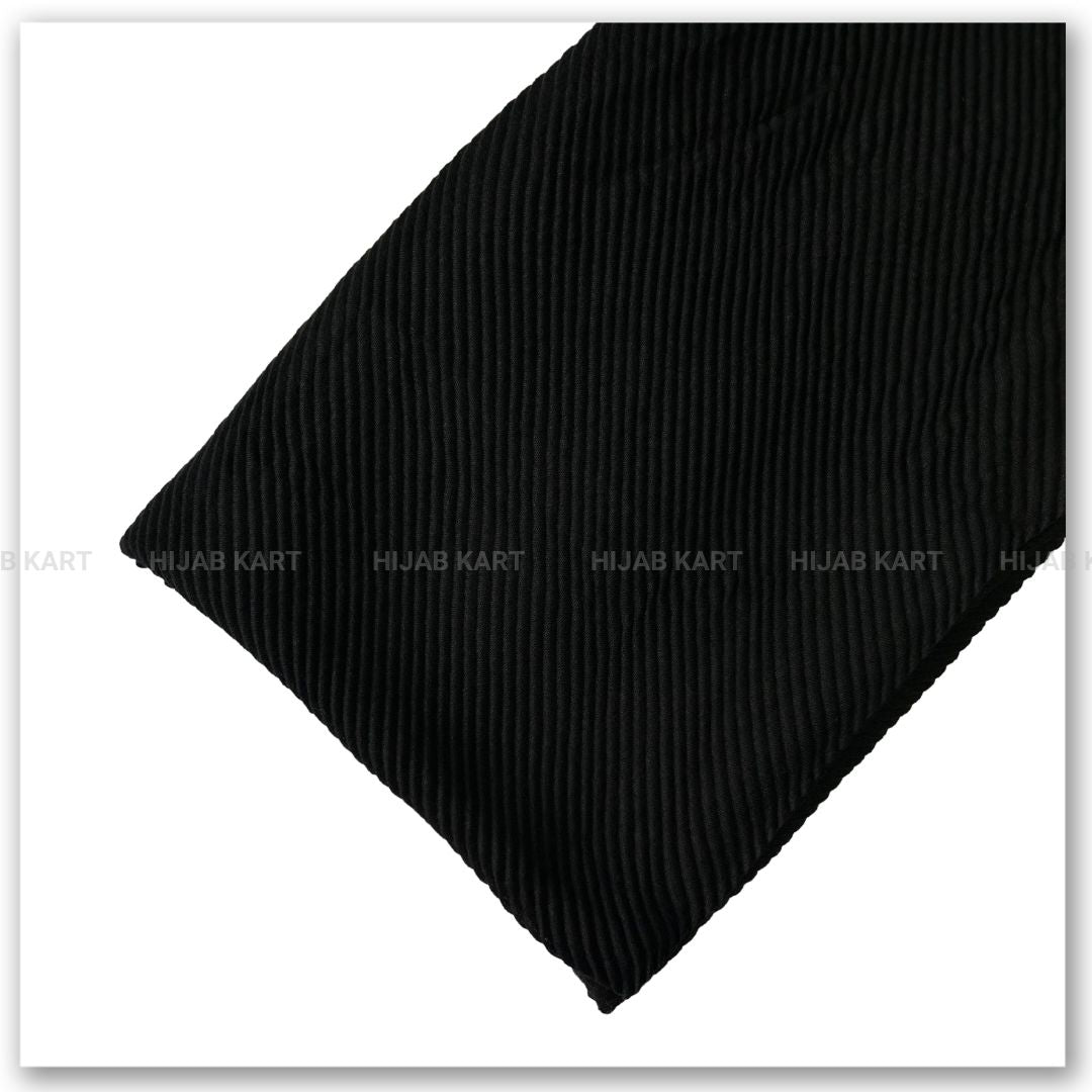 Cotton Pleated Hijab - Rich Black Color