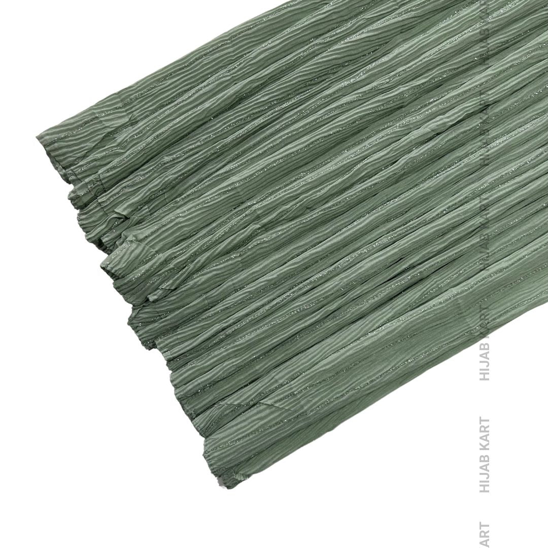 Pista Green- Cotton Crushed Sequins Line Hijab