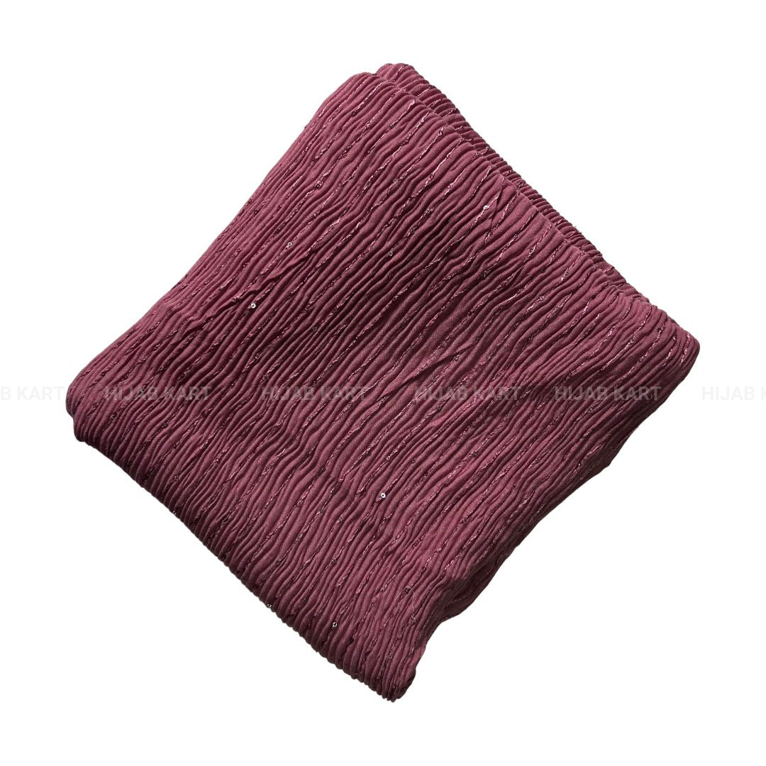 Rouge Pink- Cotton Crushed Sequins Line Hijab