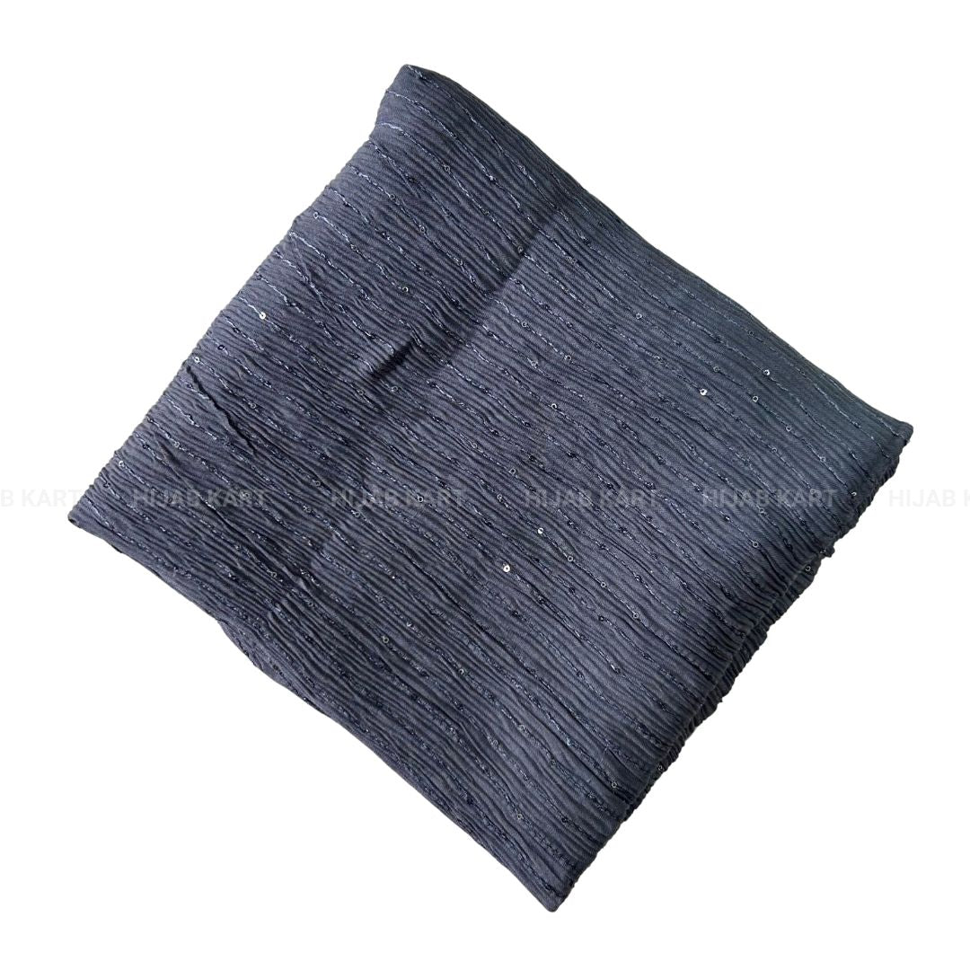 Bluish Grey- Cotton Crushed Sequins Line Hijab