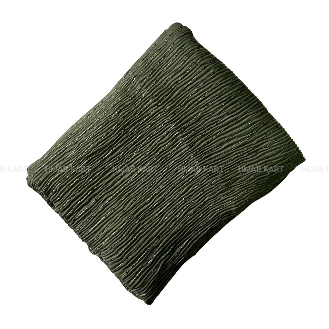 Sage Green- Cotton Crushed Sequins Line Hijab