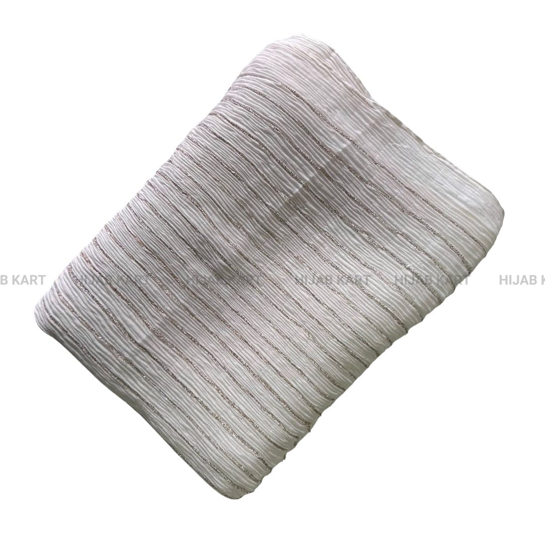 White- Cotton Crushed Sequins Line Hijab