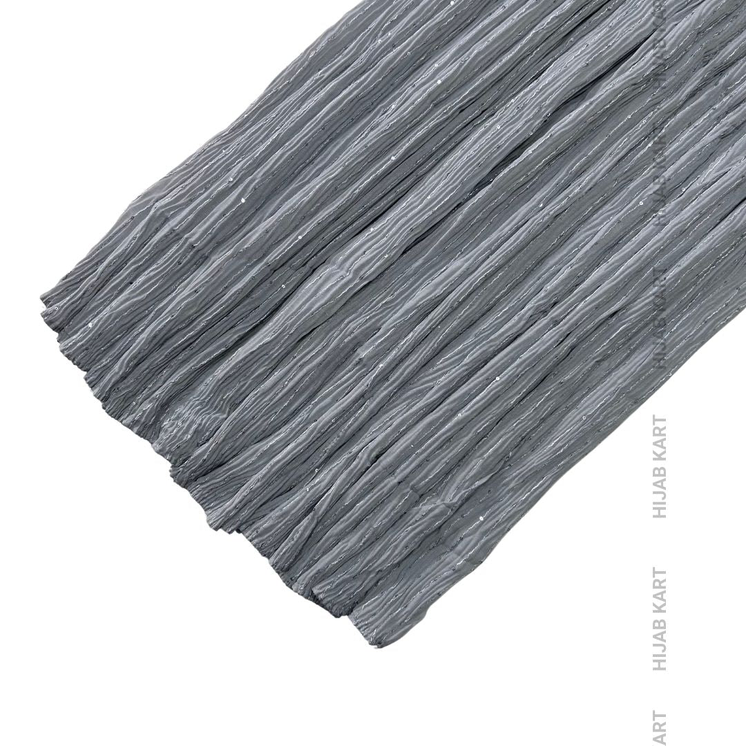 Pearl Grey- Cotton Crushed Sequins Line Hijab