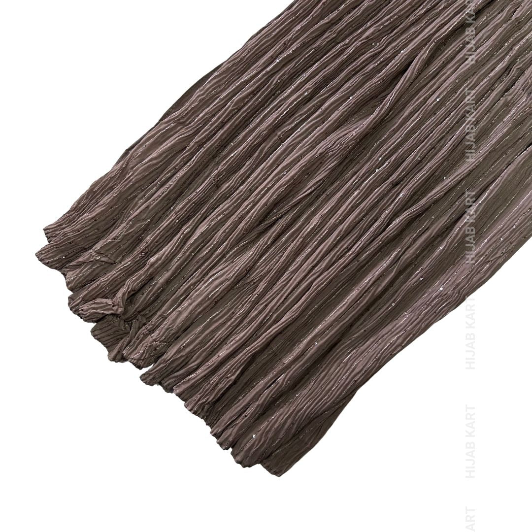Coffee Brown- Cotton Crushed Sequins Line Hijab