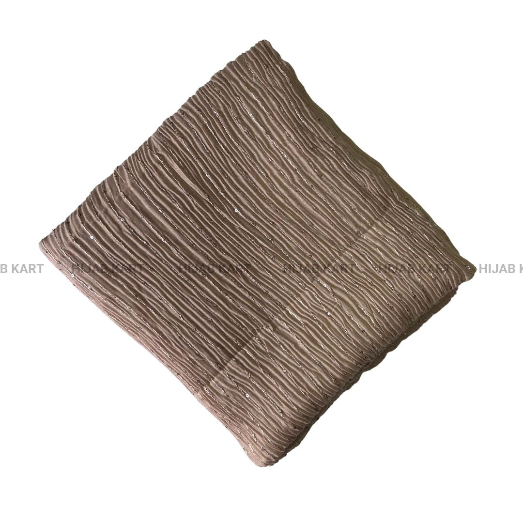 Peach- Cotton Crushed Sequins Line Hijab