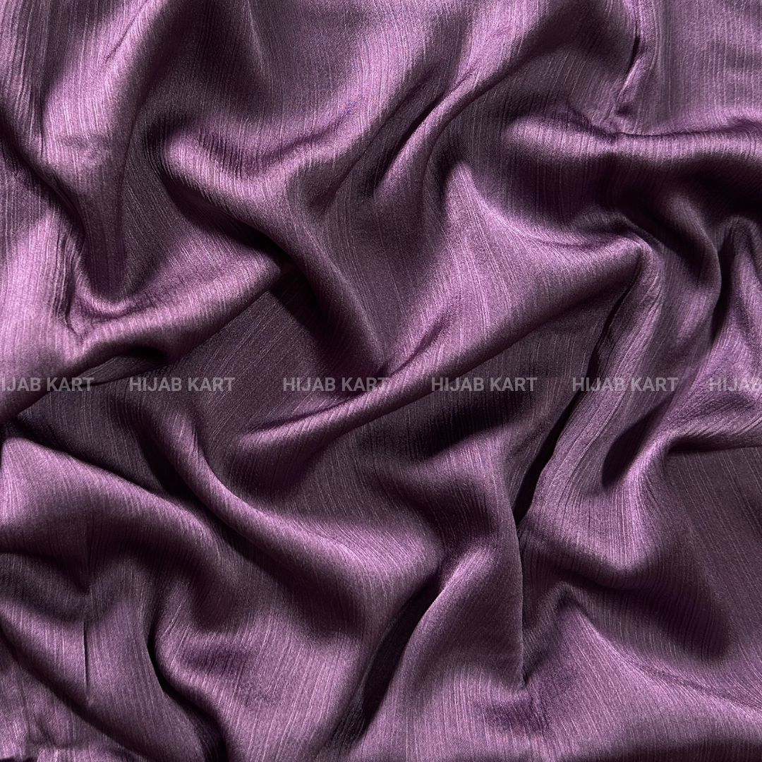 Textured Crepe Satin Hijab- Dusty Purple