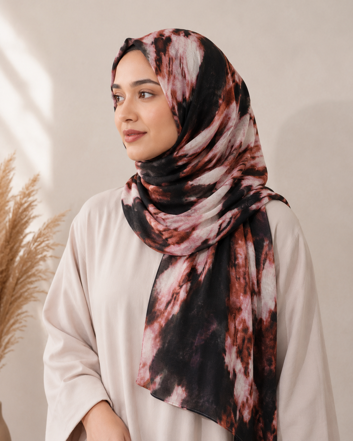 Rose Noir- Modal Cotton Marble Print Hijab