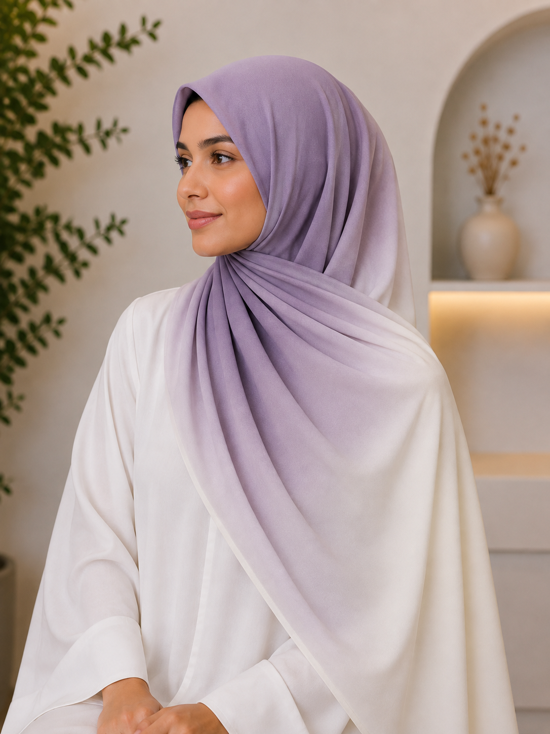 Soft Lilac- Ombre Chiffon Hijab