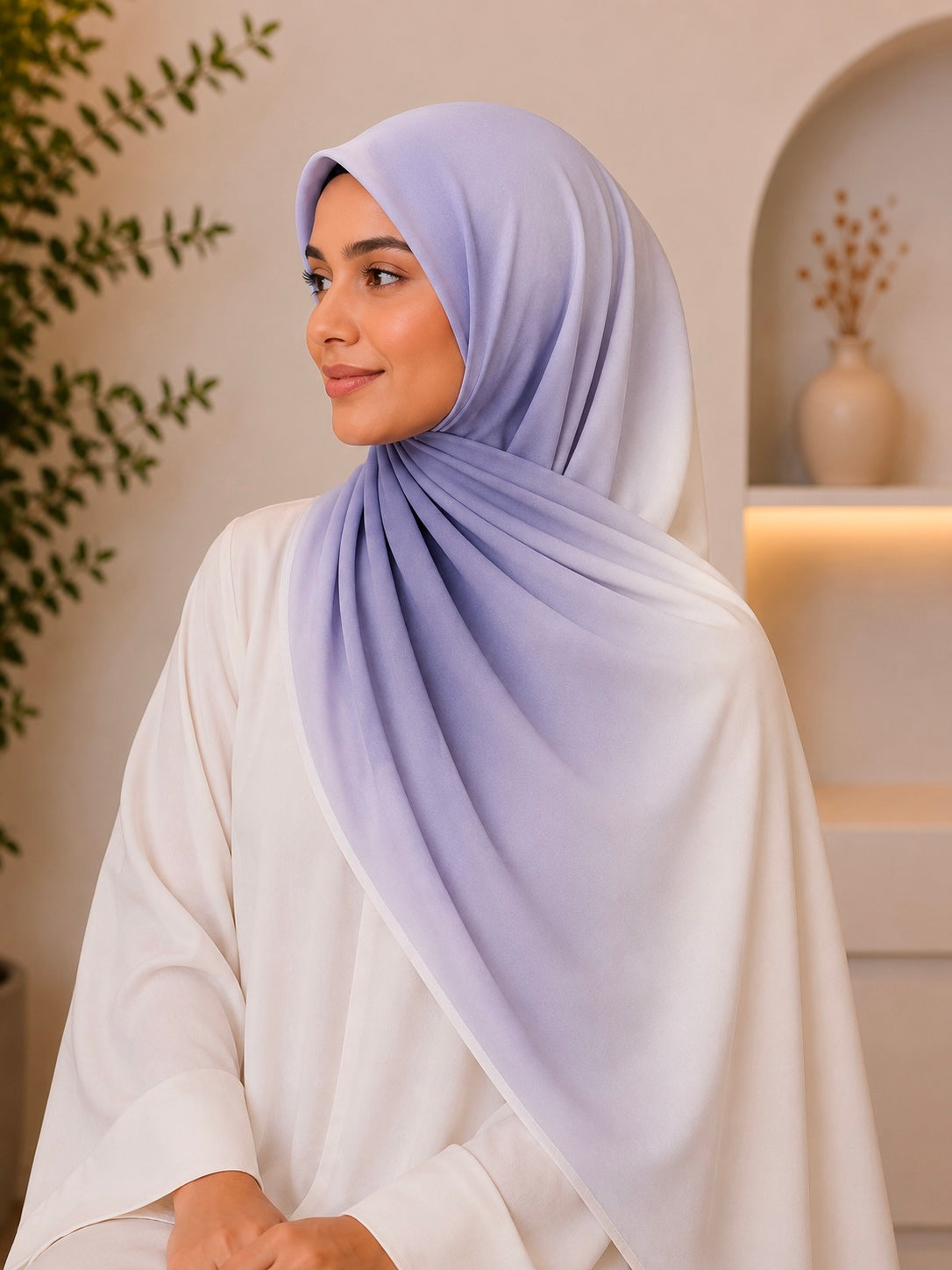 Lavender Pearl- Ombre Chiffon Hijab