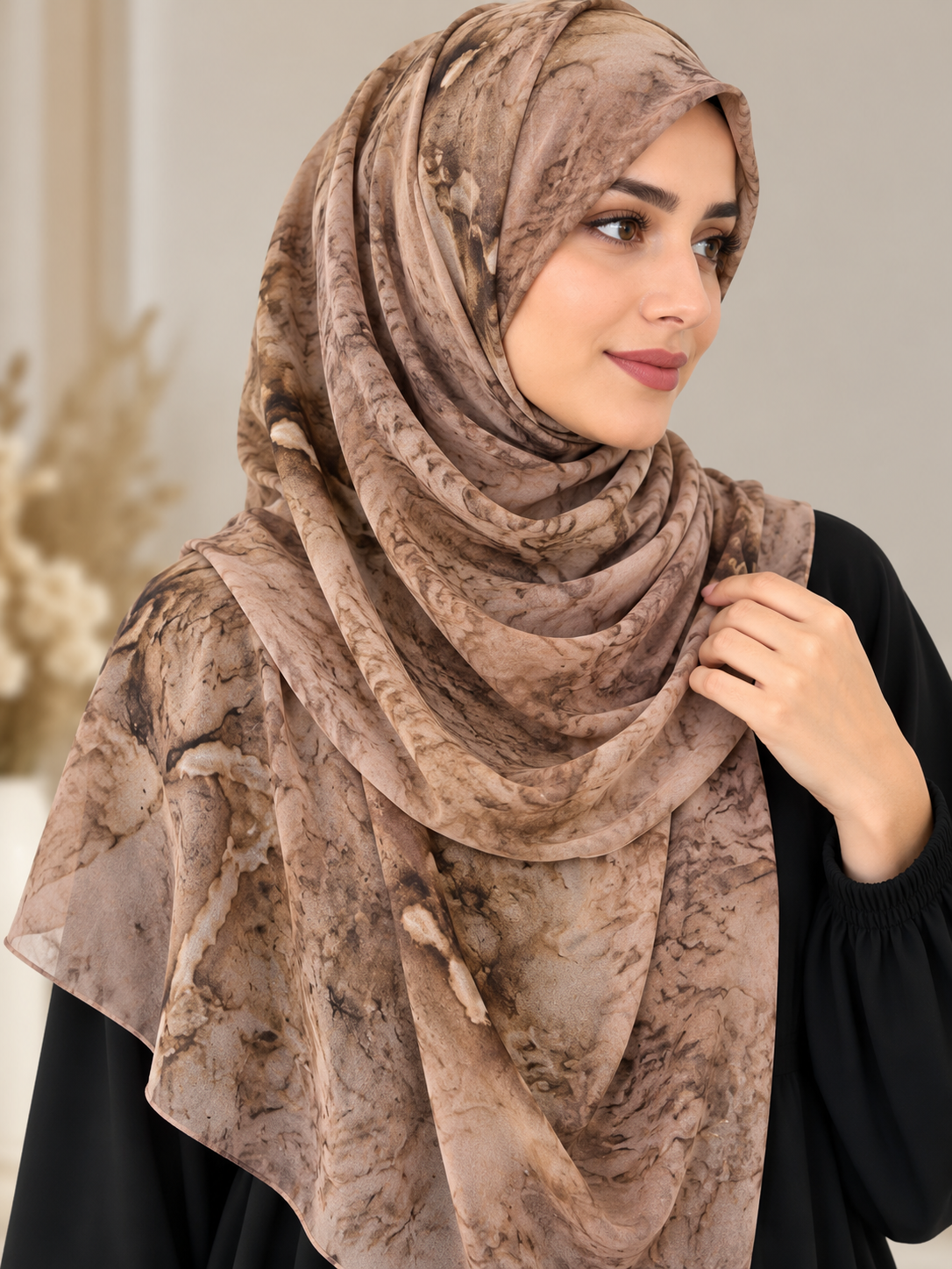 Sandy Taupe - Tie Dye Chiffon Hijab