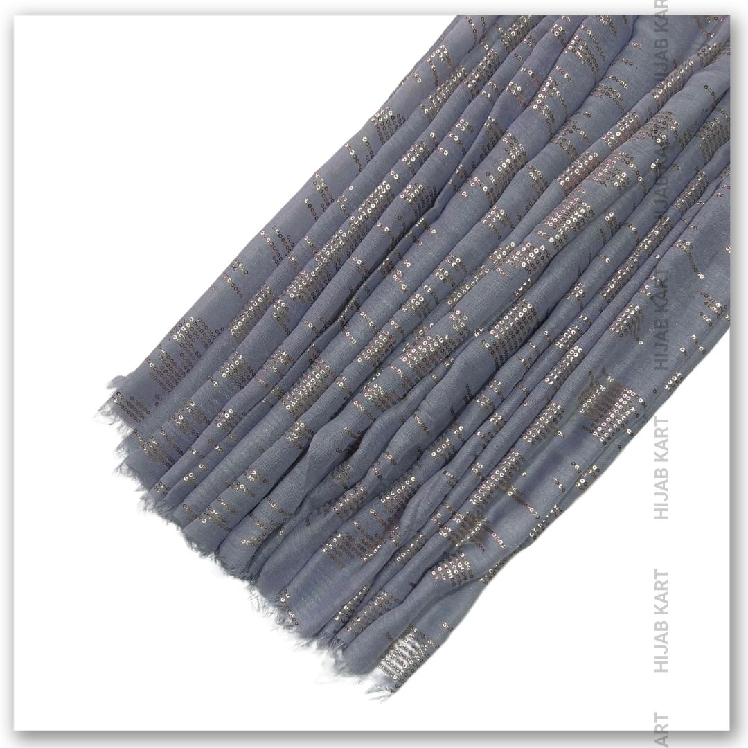 Foil Print Cotton Hijab | Cotton Hijab in Bluish Grey Color | Summer Hijab