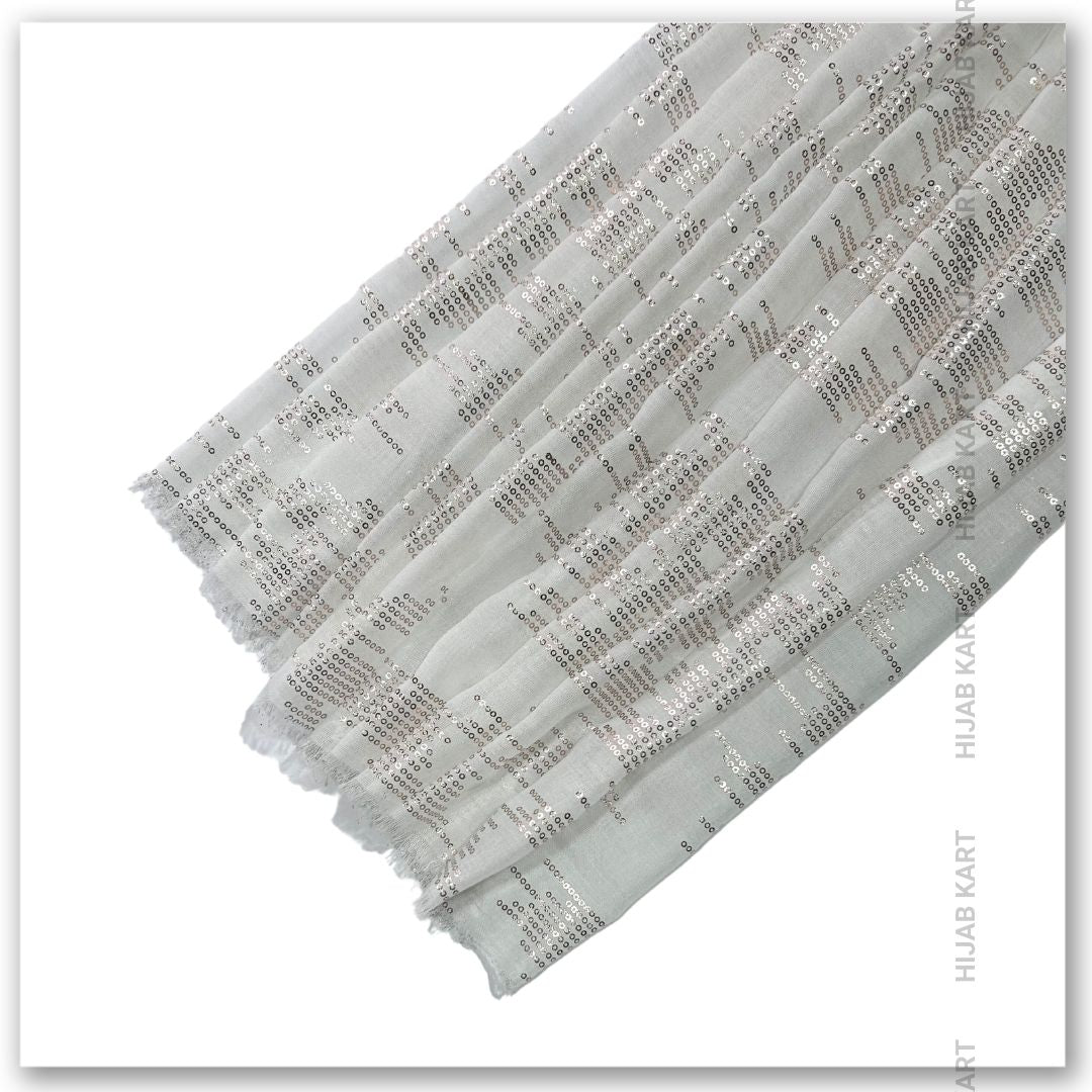 Foil Print Cotton Hijab | Cotton Hijab in White Color | Summer Hijab