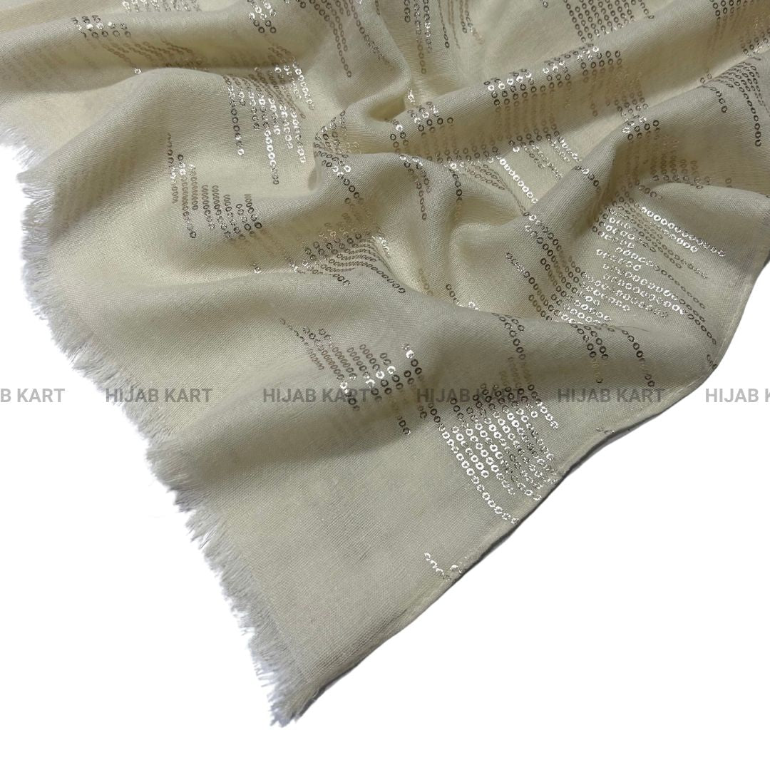 Foil Print Cotton Hijab | Cotton Hijab in Cream Color | Summer Hijab