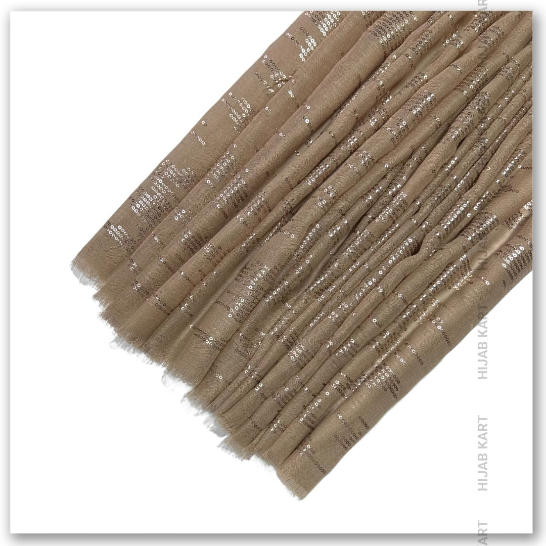 Foil Print Cotton Hijab - Brown Color Cotton Hijab | Hijab Kart
