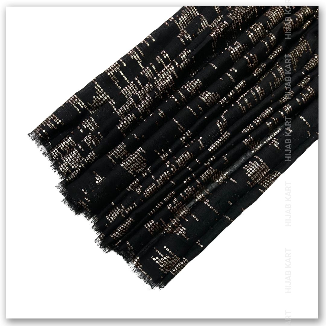 Foil Print Cotton Hijab | Cotton Hijab in Black Color | Summer Hijab