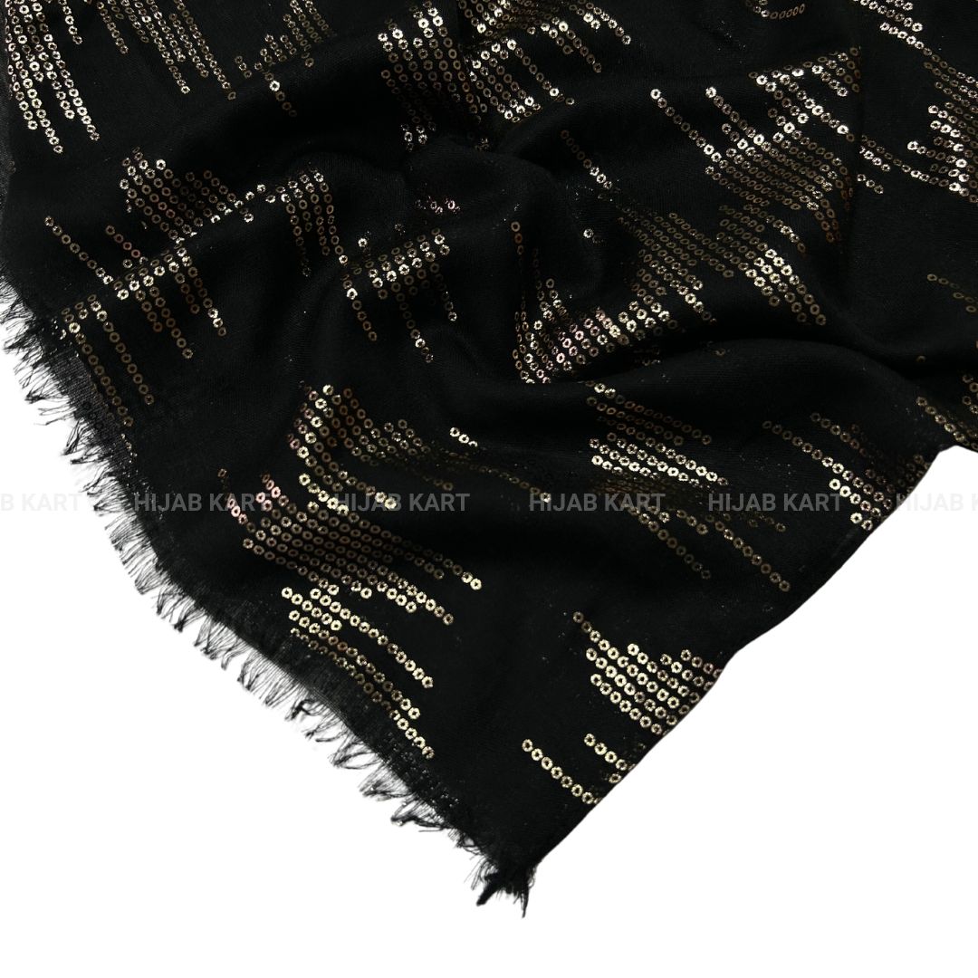 Foil Print Cotton Hijab | Cotton Hijab in Black Color | Summer Hijab