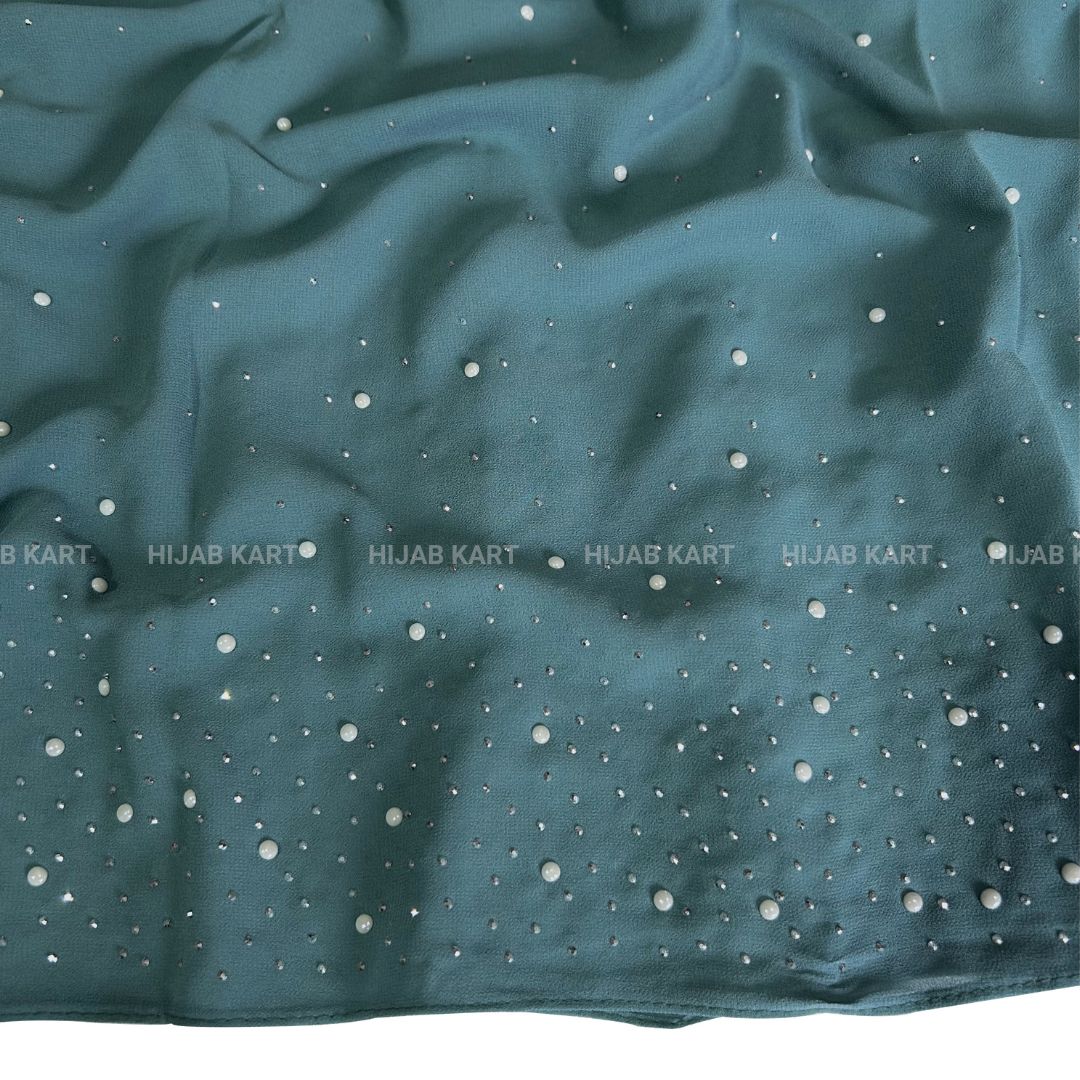 Teal- Luxe Pearl Drop Georgette Hijab