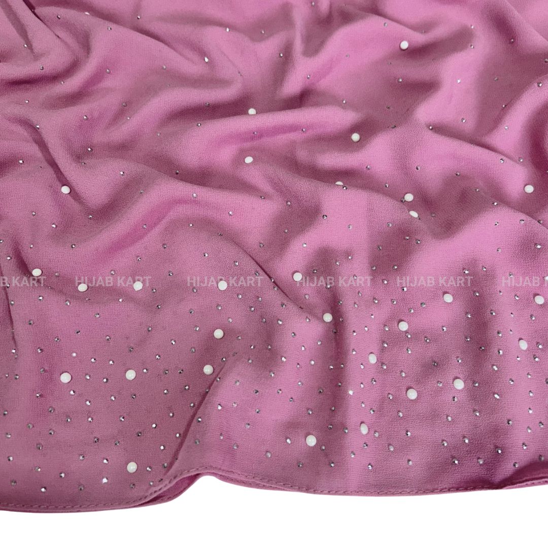 Pink- Luxe Pearl Drop Georgette Hijab