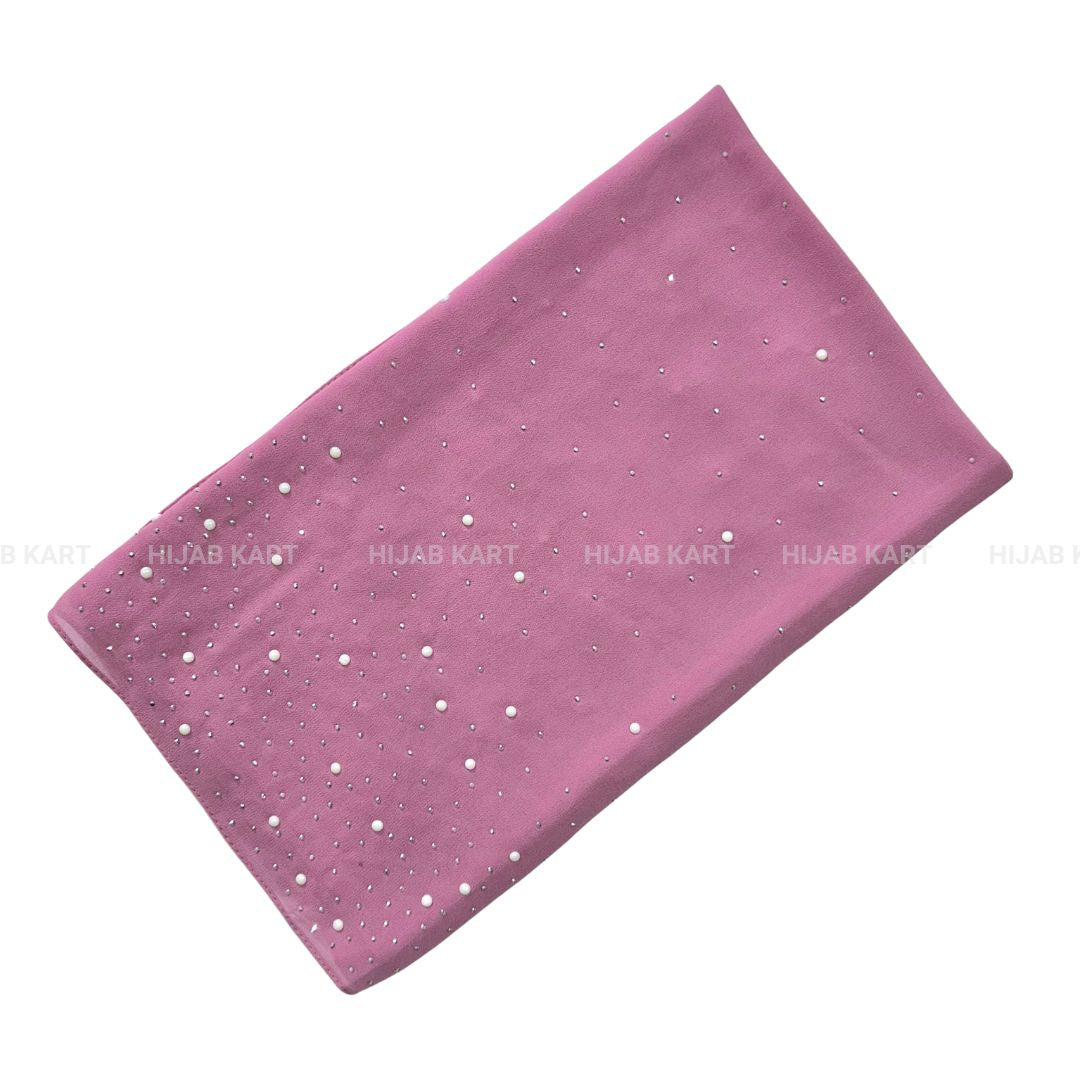 Pink- Luxe Pearl Drop Georgette Hijab