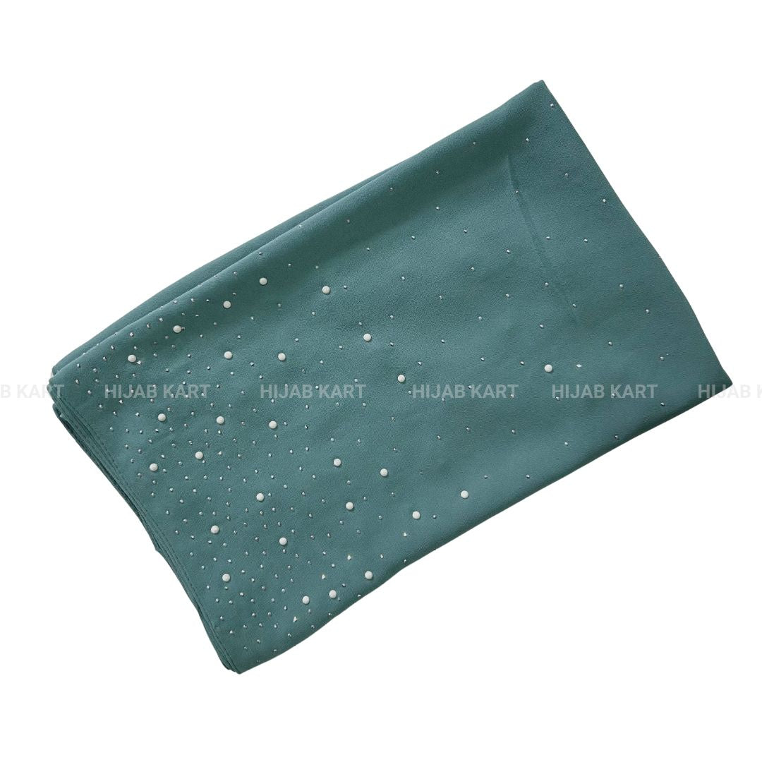 Teal- Luxe Pearl Drop Georgette Hijab