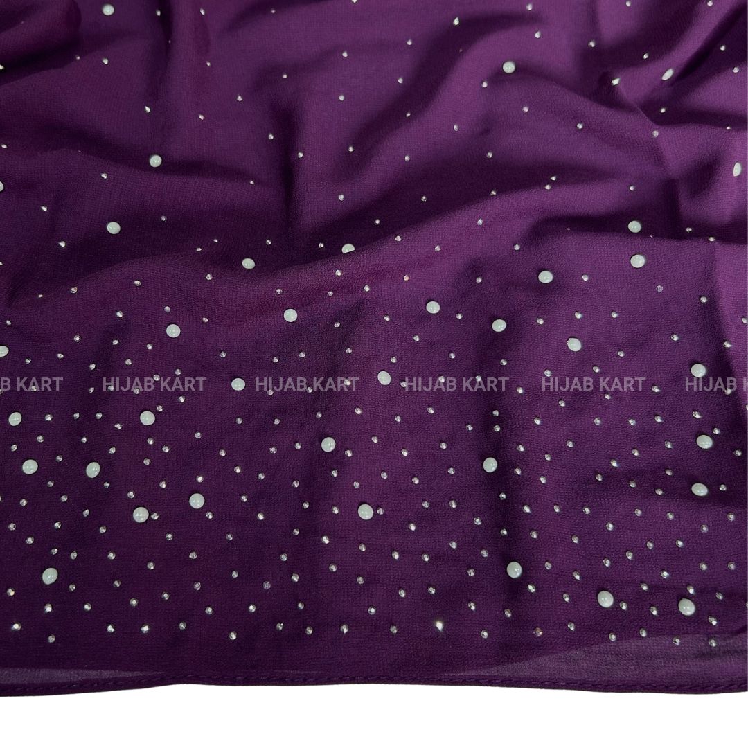 Eggplant- Luxe Pearl Drop Georgette Hijab