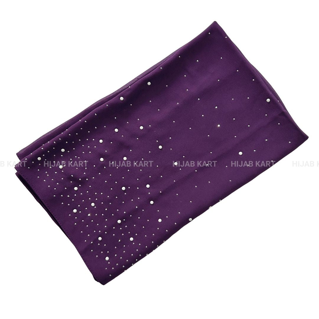Eggplant- Luxe Pearl Drop Georgette Hijab