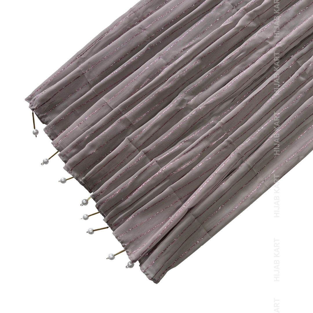 Dusty Purple- Georgette Glitter Line Pearl Hijab