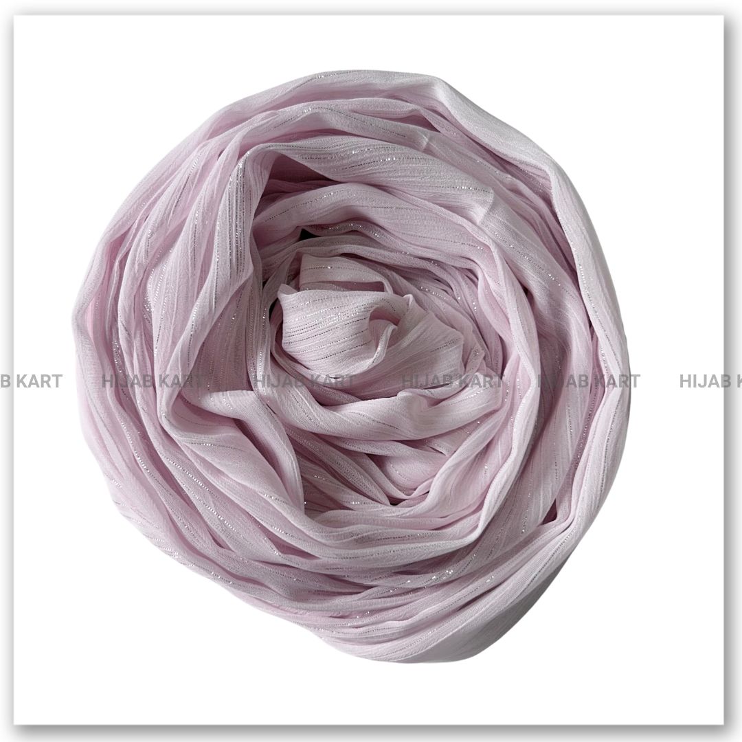 Georgette Shimmer Line Hijab- Pastel Pink