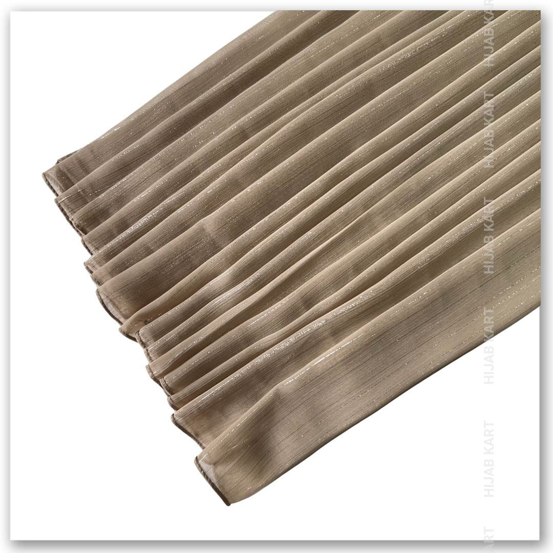 Georgette Shimmer Line Hijab- Light Brown