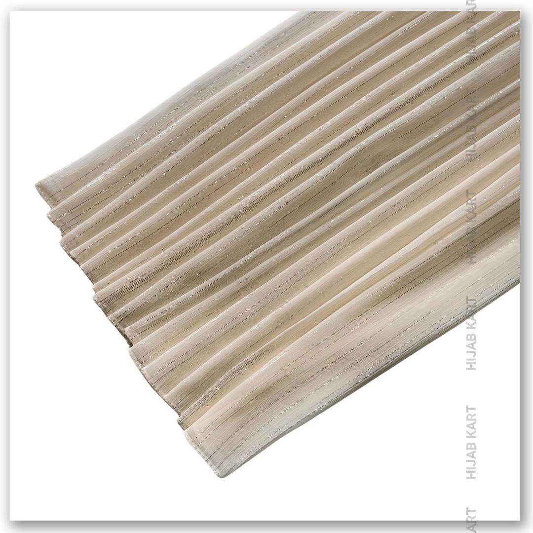 Georgette Shimmer Line Hijab- Cream