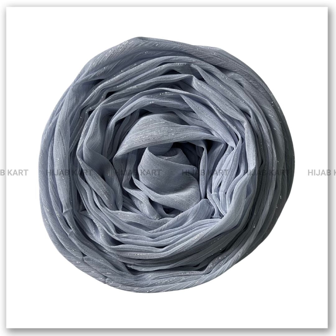 Georgette Shimmer Line Hijab- Lake Blue