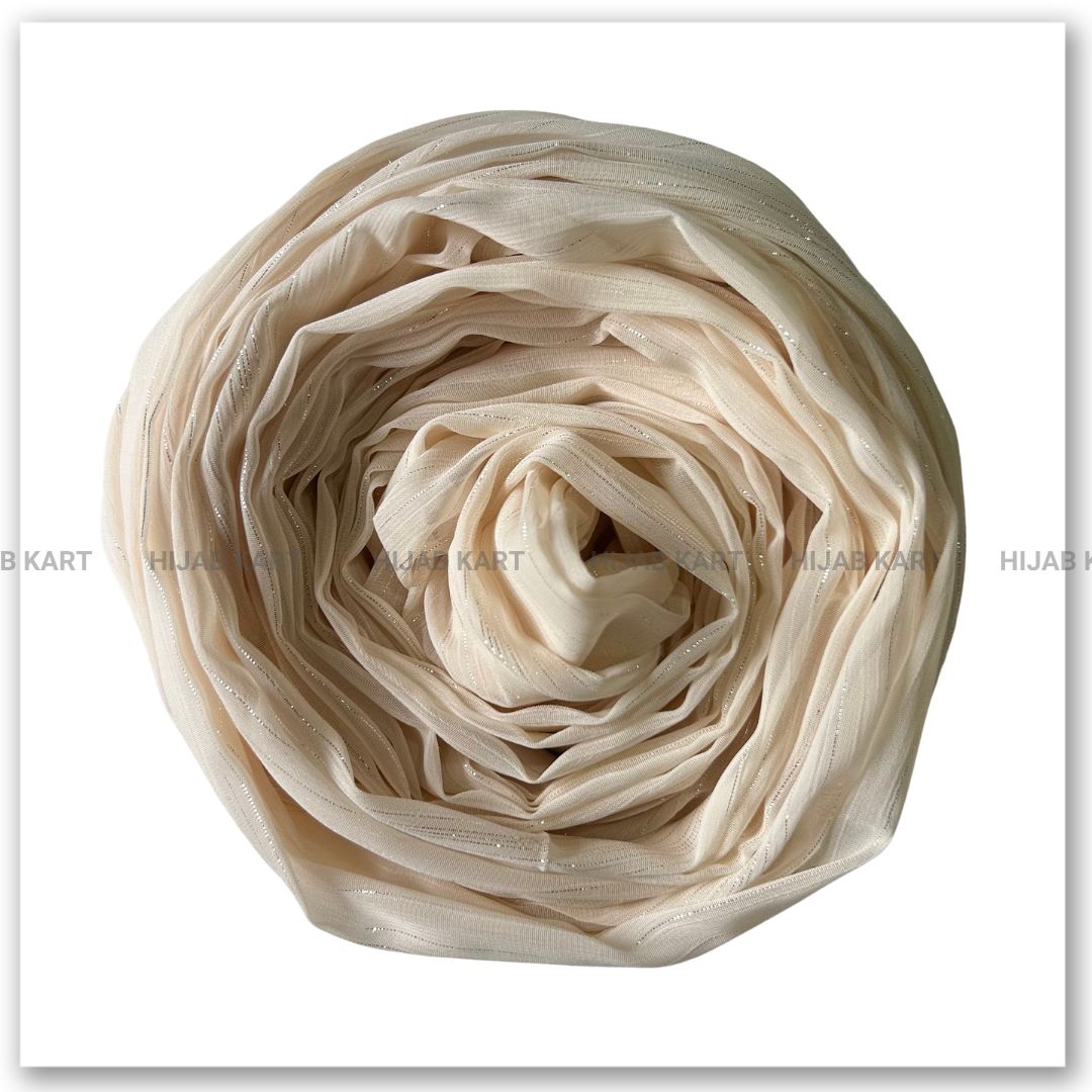 Georgette Shimmer Line Hijab- Cream