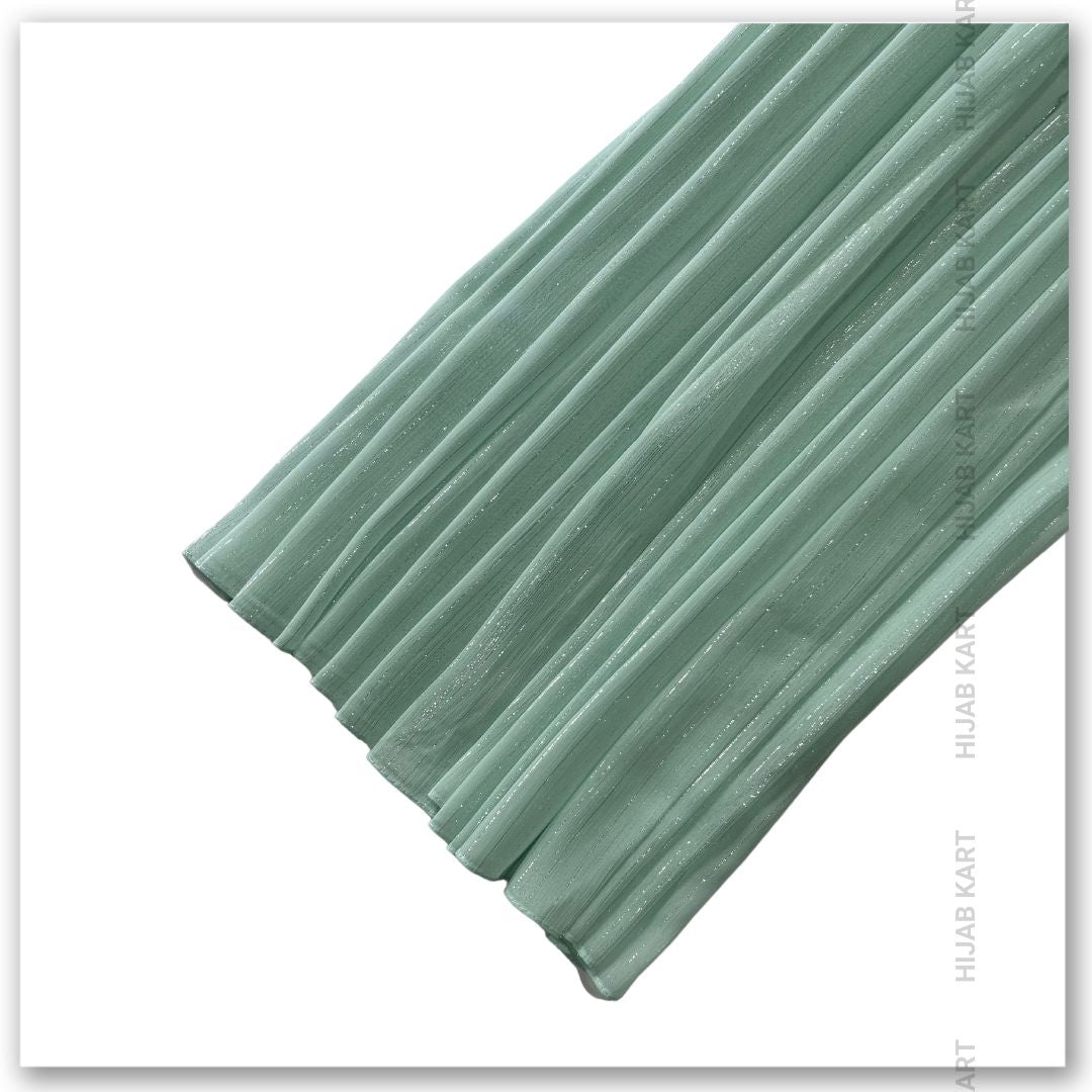 Georgette Shimmer Line Hijab- Pista Green