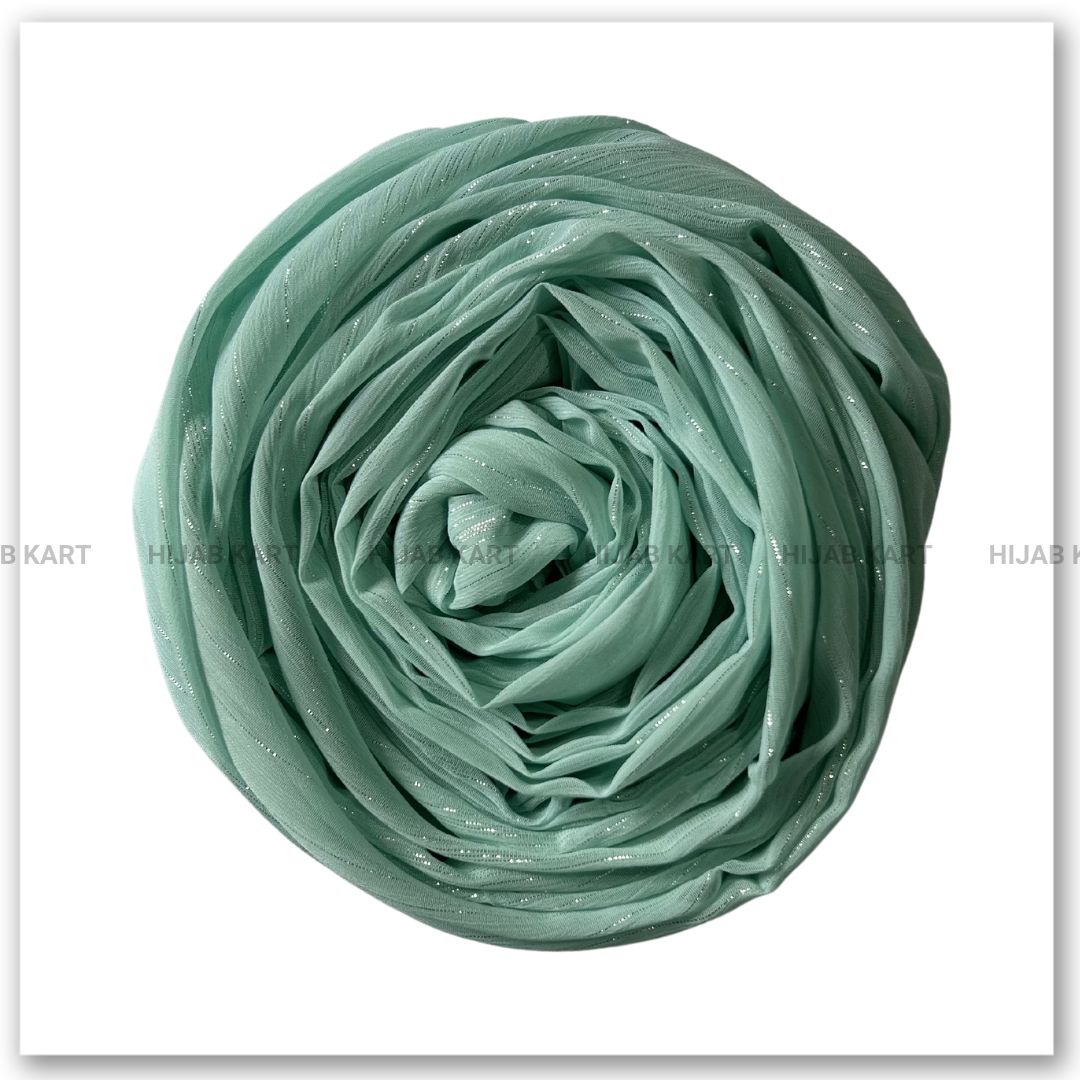 Georgette Shimmer Line Hijab- Pista Green