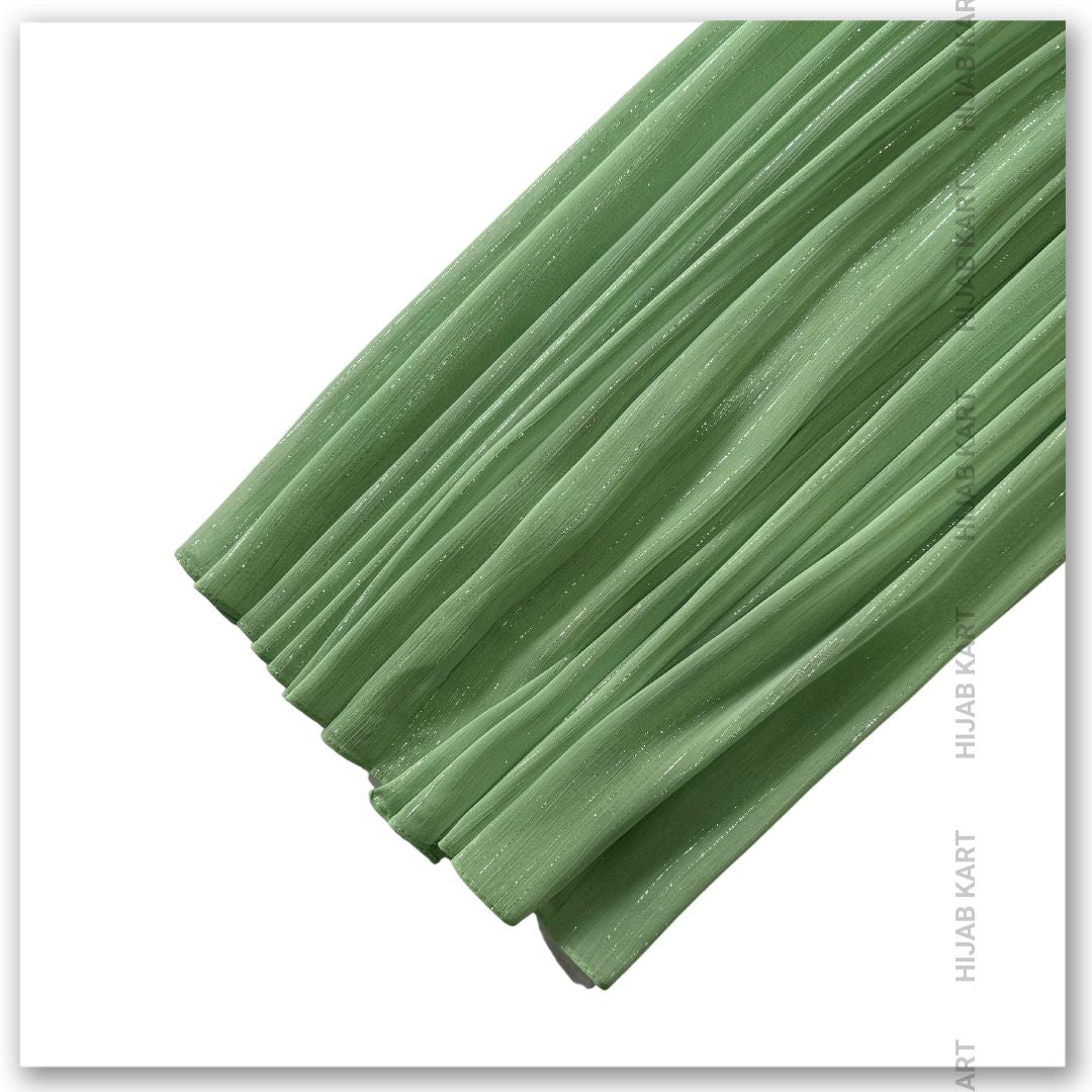 Georgette Shimmer Line Hijab- Cool Green