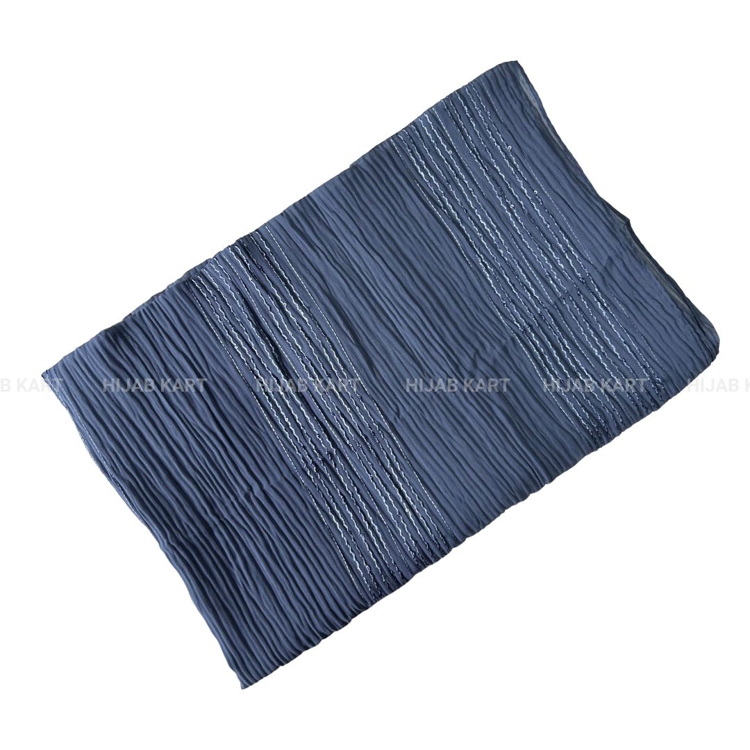 Slate Blue- Georgette Crushed Sequins Hijab
