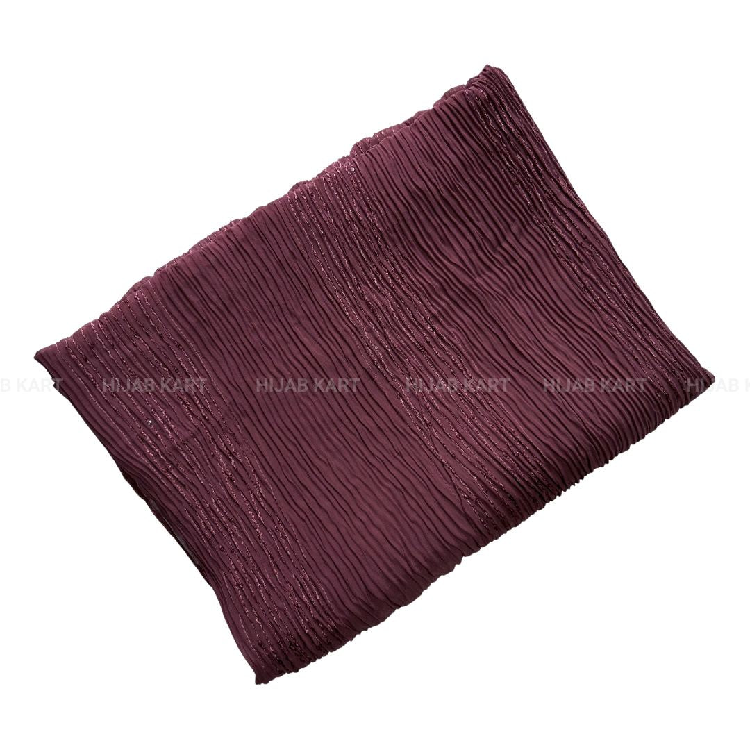 Dark Mauve- Georgette Crushed Sequins Hijab