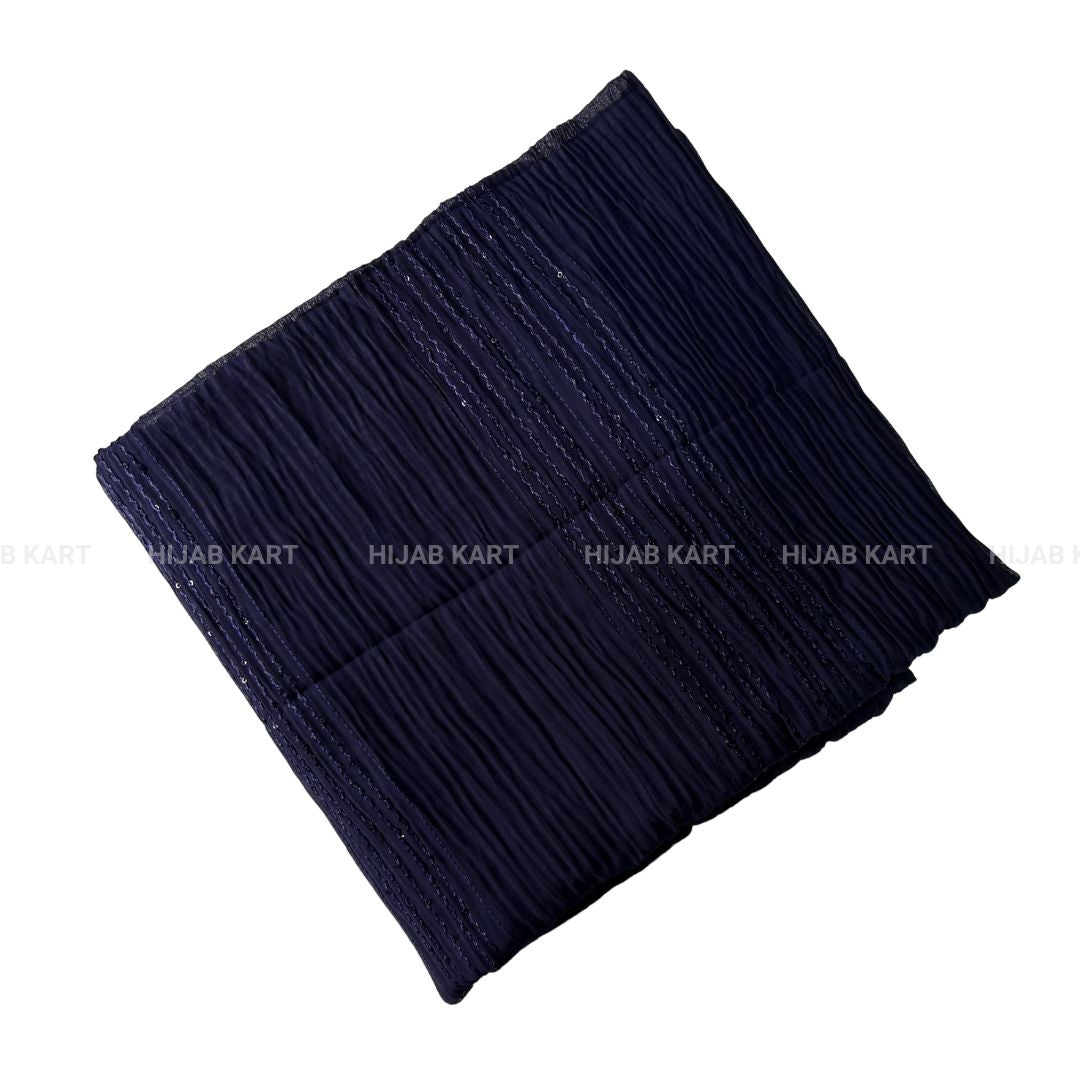 Indigo Blue- Georgette Crushed Sequins Hijab