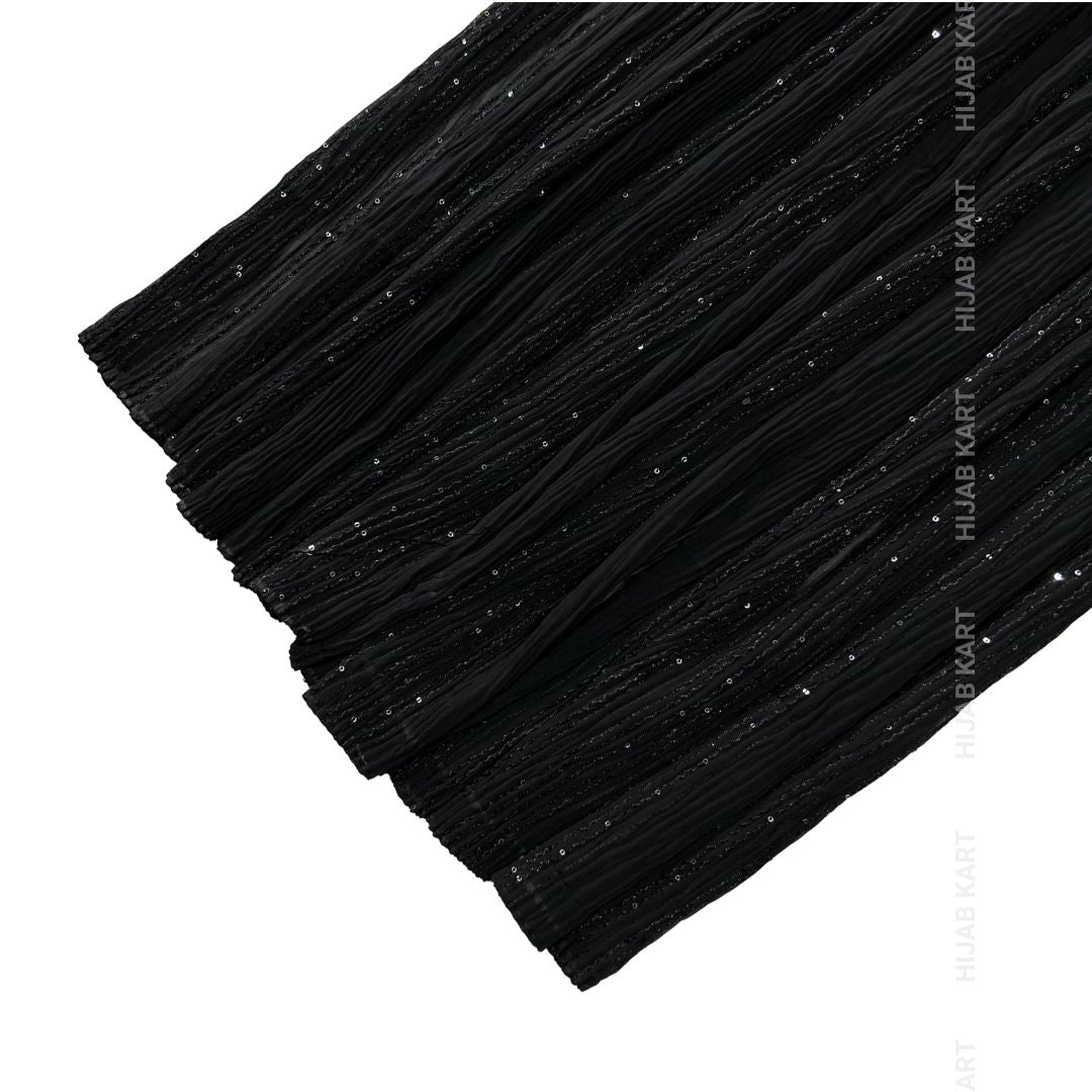Black- Georgette Crushed Sequins Hijab