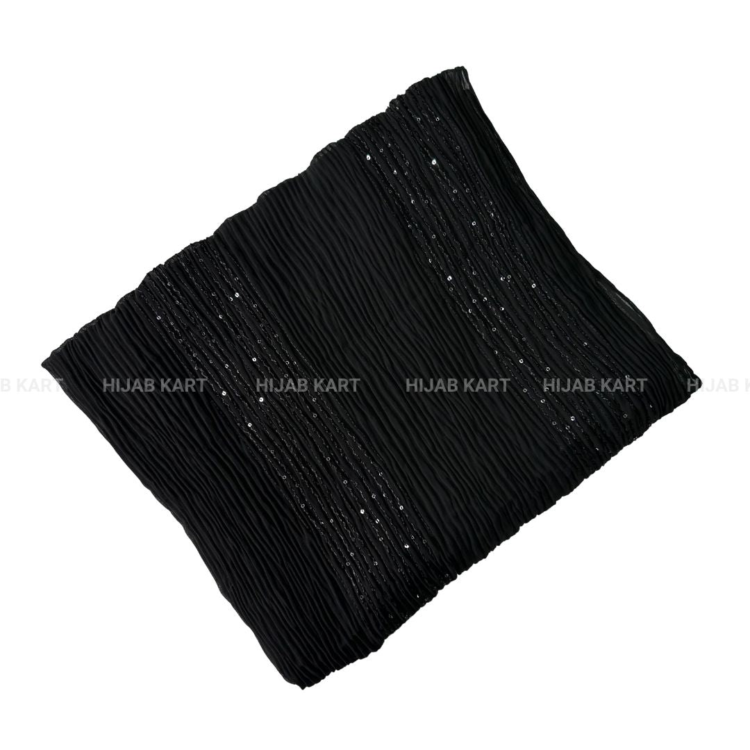 Black- Georgette Crushed Sequins Hijab
