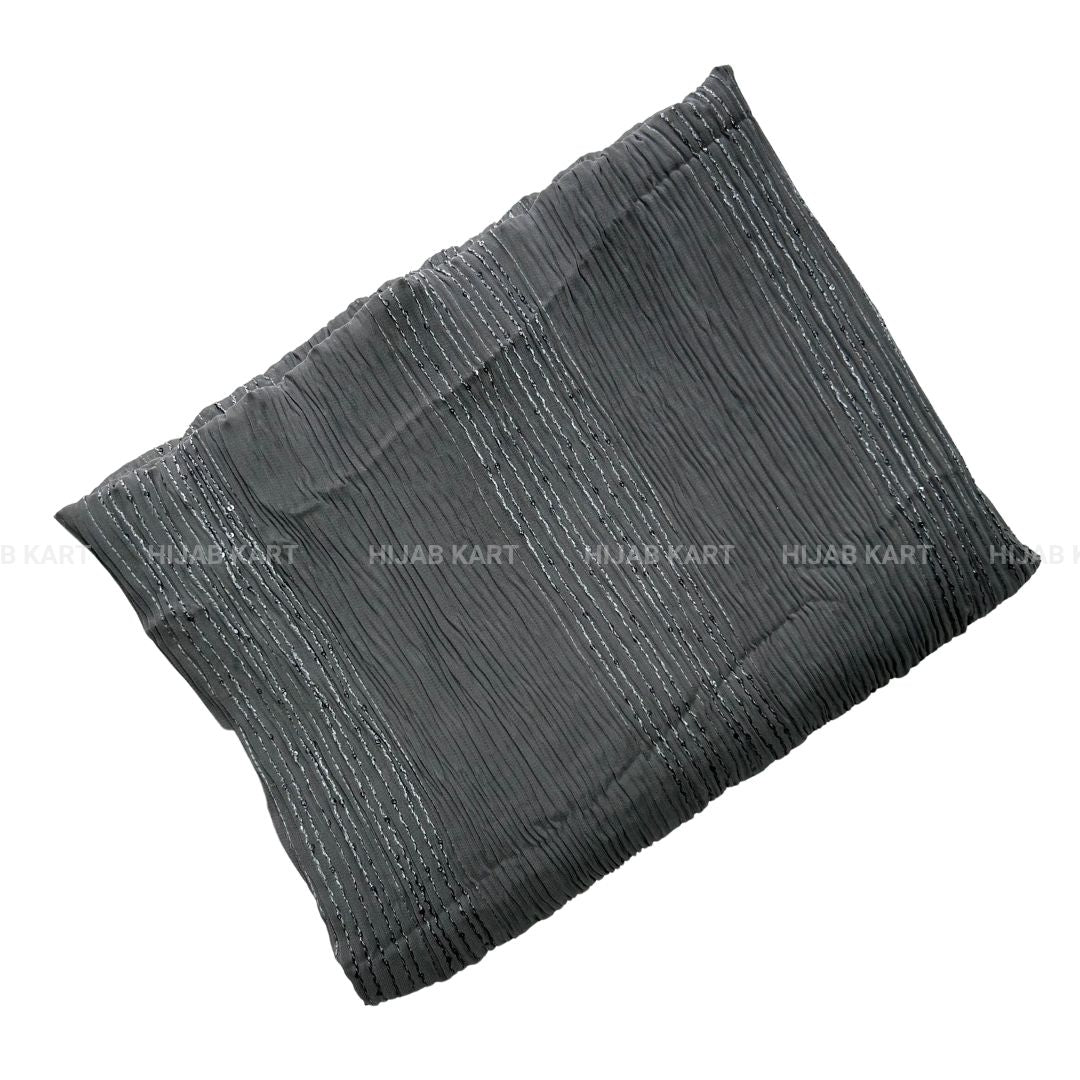 Grey- Georgette Crushed Sequins Hijab